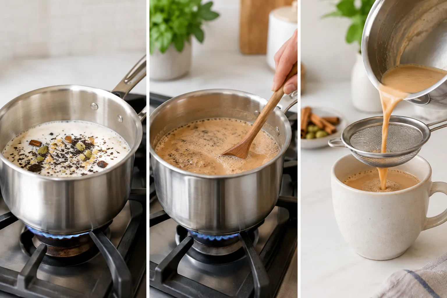 Brew masala chai on the stovetop