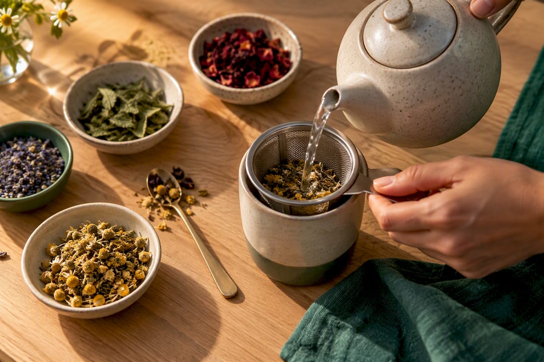 Hojas y flores sueltas para hacer una infusión