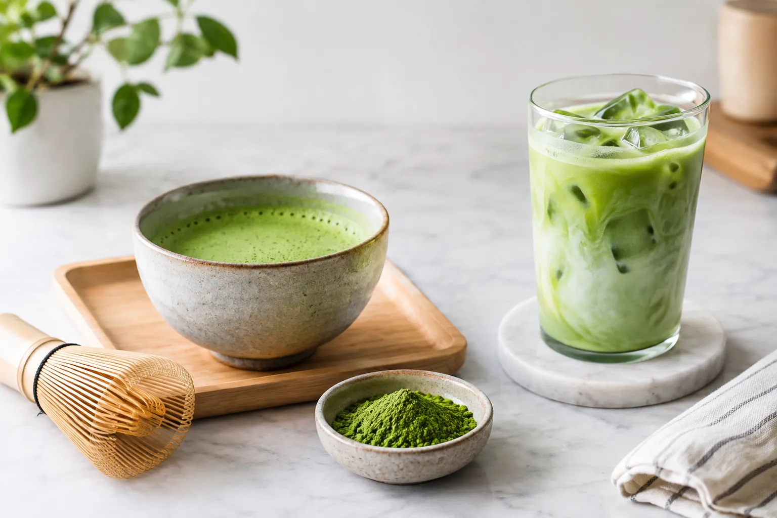 Choose matcha for plain tea or lattes
