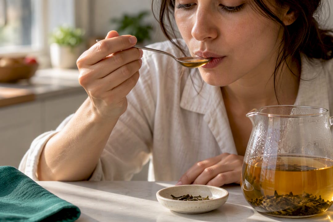 Cold Brew Tee wird während der Ziehzeit verkostet